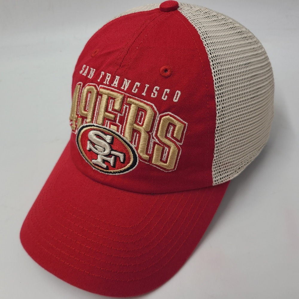 San Francisco 49ers Hat Snapback Trucker Mesh NFL Team Apparel Red Beige NFL Men